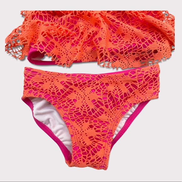 Kensie Girl 2 Piece Crochet Tankini Swimsuit Set for Girls - Picture 2 of 8